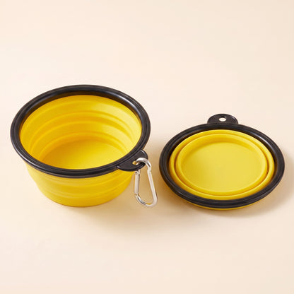 Collapsible Travel Bowl with Carabiner - yellow