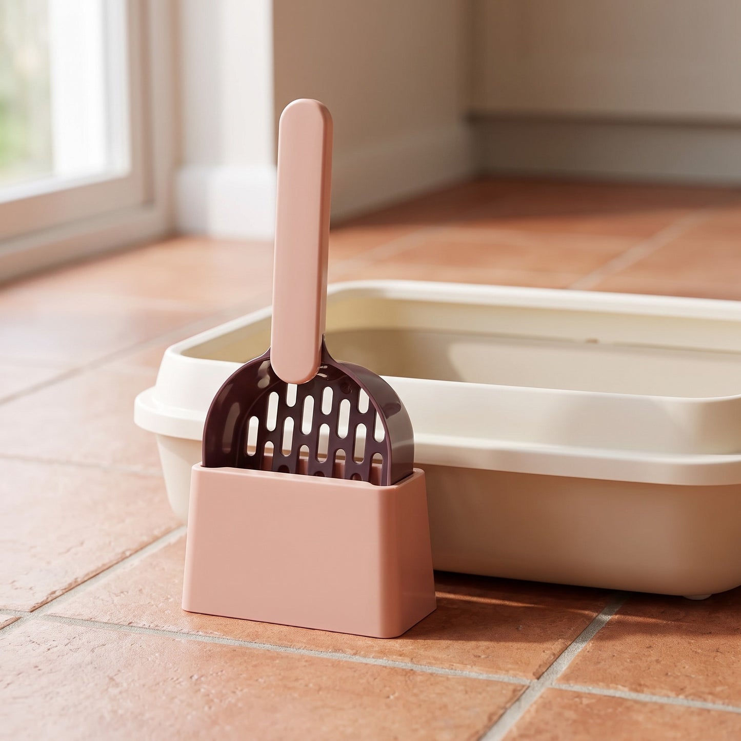 Litter Scoop and Stand Set, in use at home
