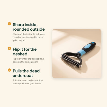 Two-Sided Dematting and Deshedding Rake, key benefits