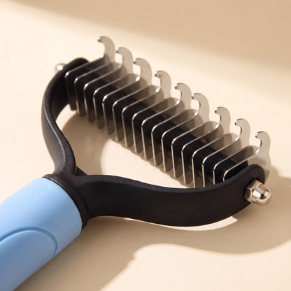 Extra-Wide Dual-Sided Dematting Brush in blue