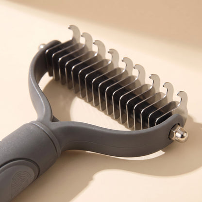 Extra-Wide Dual-Sided Dematting Brush in grey