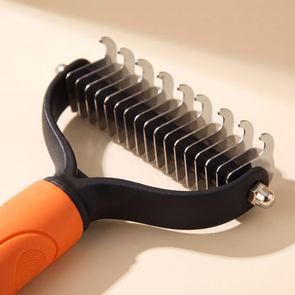 Extra-Wide Dual-Sided Dematting Brush in orange