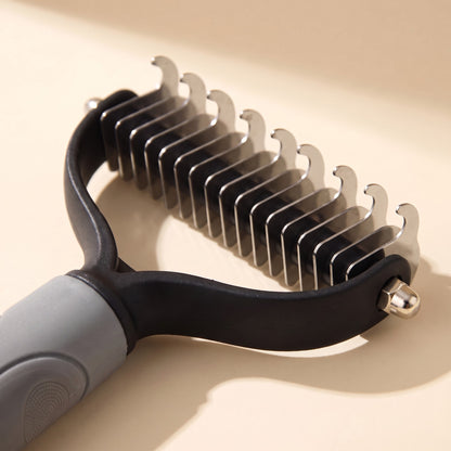 Extra-Wide Dual-Sided Dematting Brush - grey