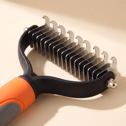 Extra-Wide Dual-Sided Dematting Brush - orange