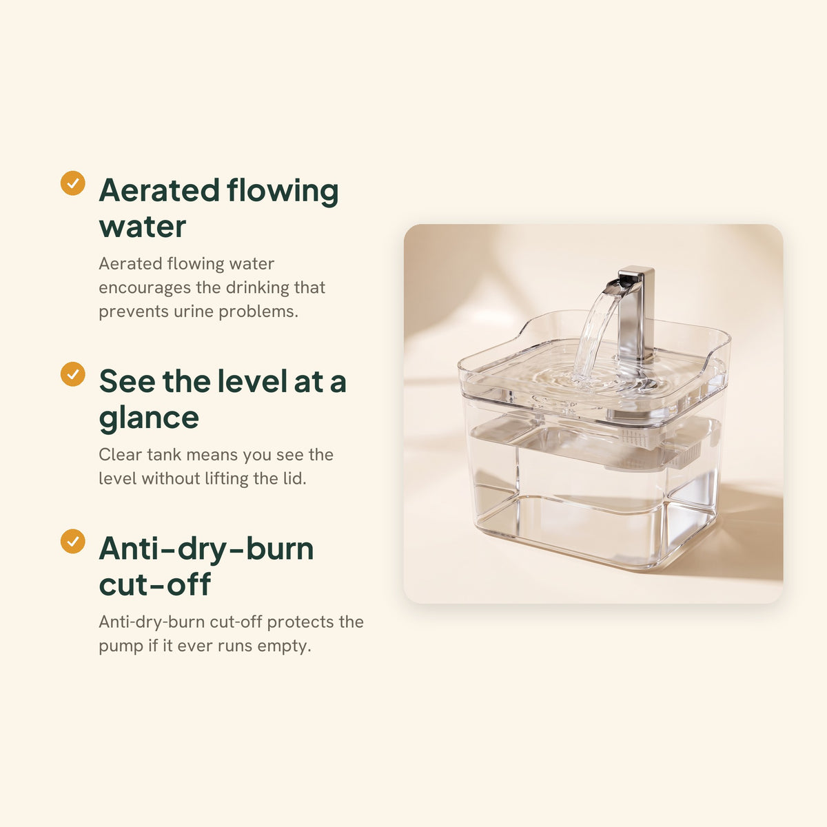 1.5L Cat Water Fountain, Transparent, key benefits