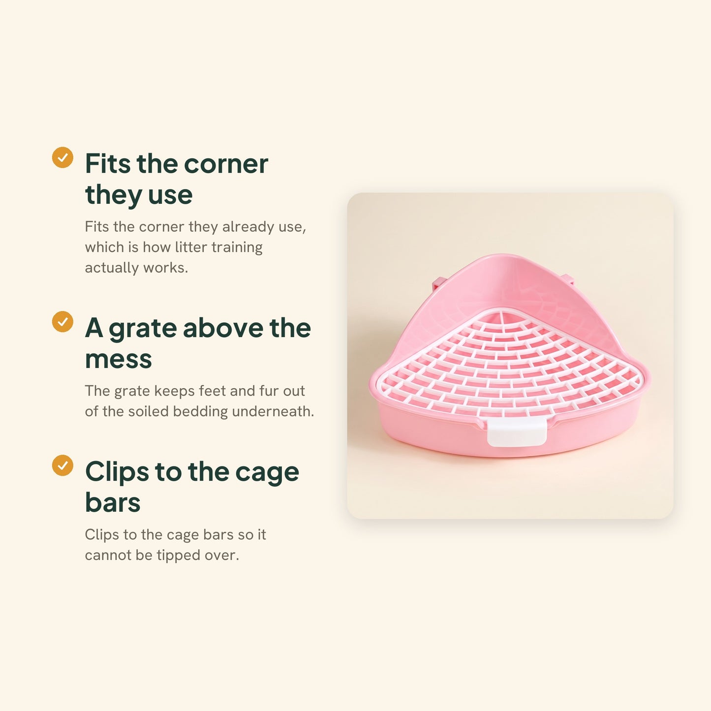 Corner Litter Tray for Rabbits and Small Pets, key benefits