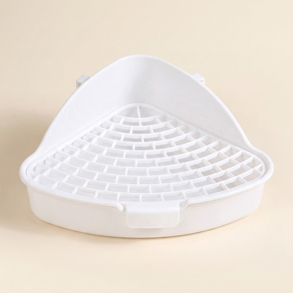 Corner Litter Tray for Rabbits and Small Pets in white
