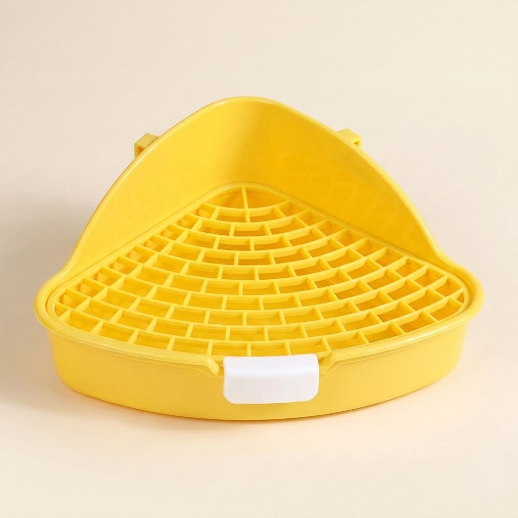 Corner Litter Tray for Rabbits and Small Pets in yellow