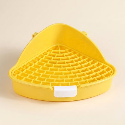 Corner Litter Tray for Rabbits and Small Pets in yellow