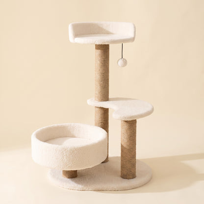 Small Sisal Cat Tree with Bowl Bed