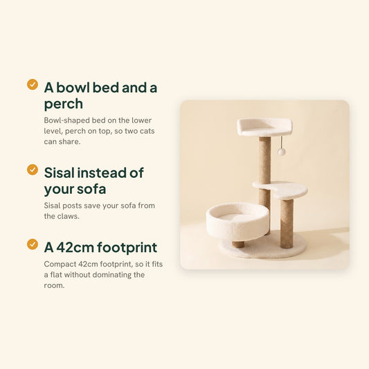 Small Sisal Cat Tree with Bowl Bed, key benefits