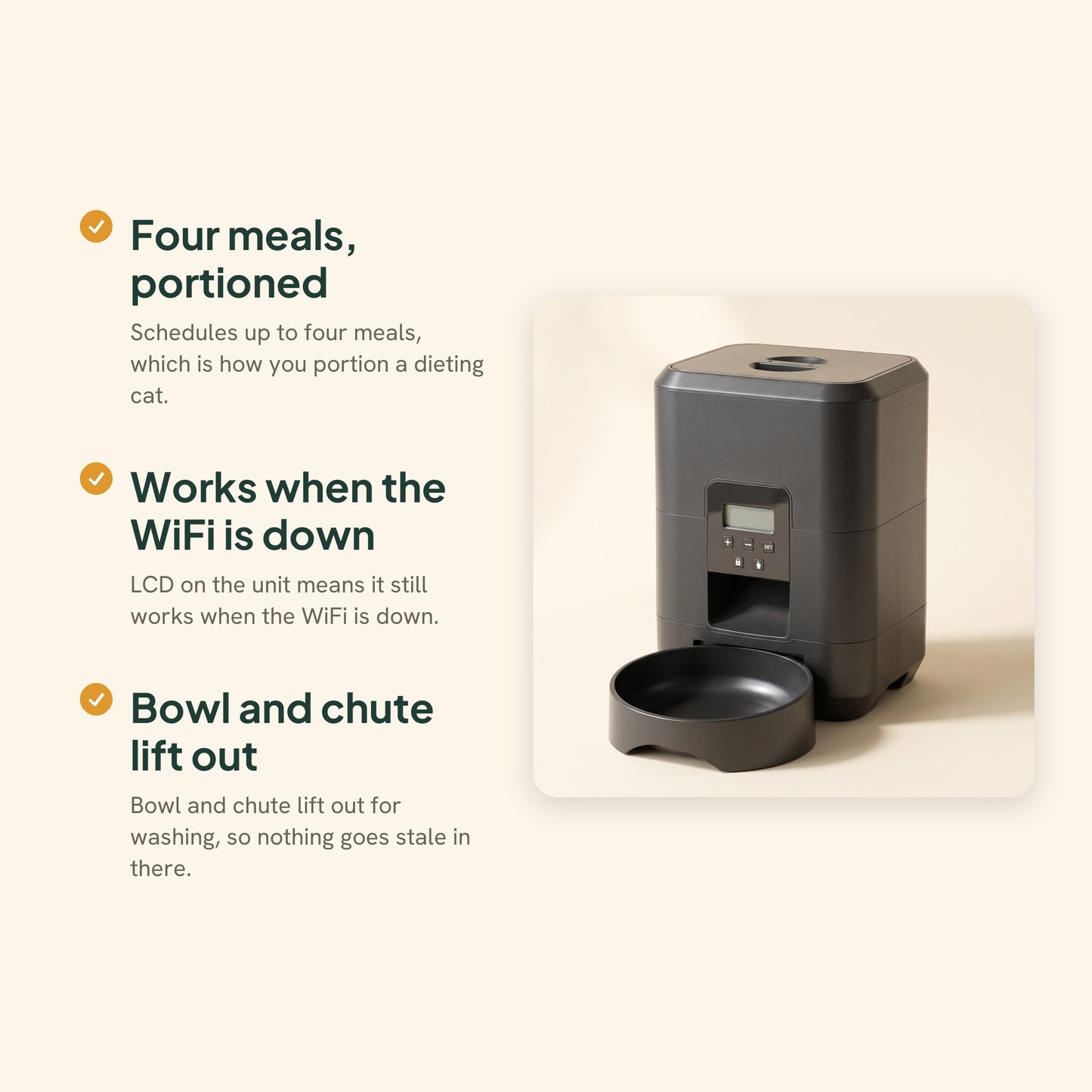 Smart Automatic Feeder with LCD and App, key benefits