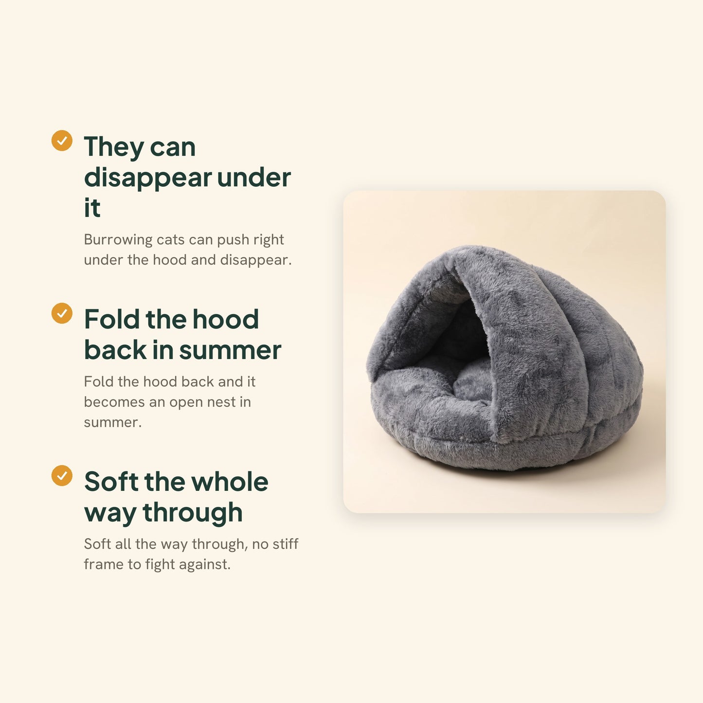 Plush Burrow Cave Bed for Cats, key benefits