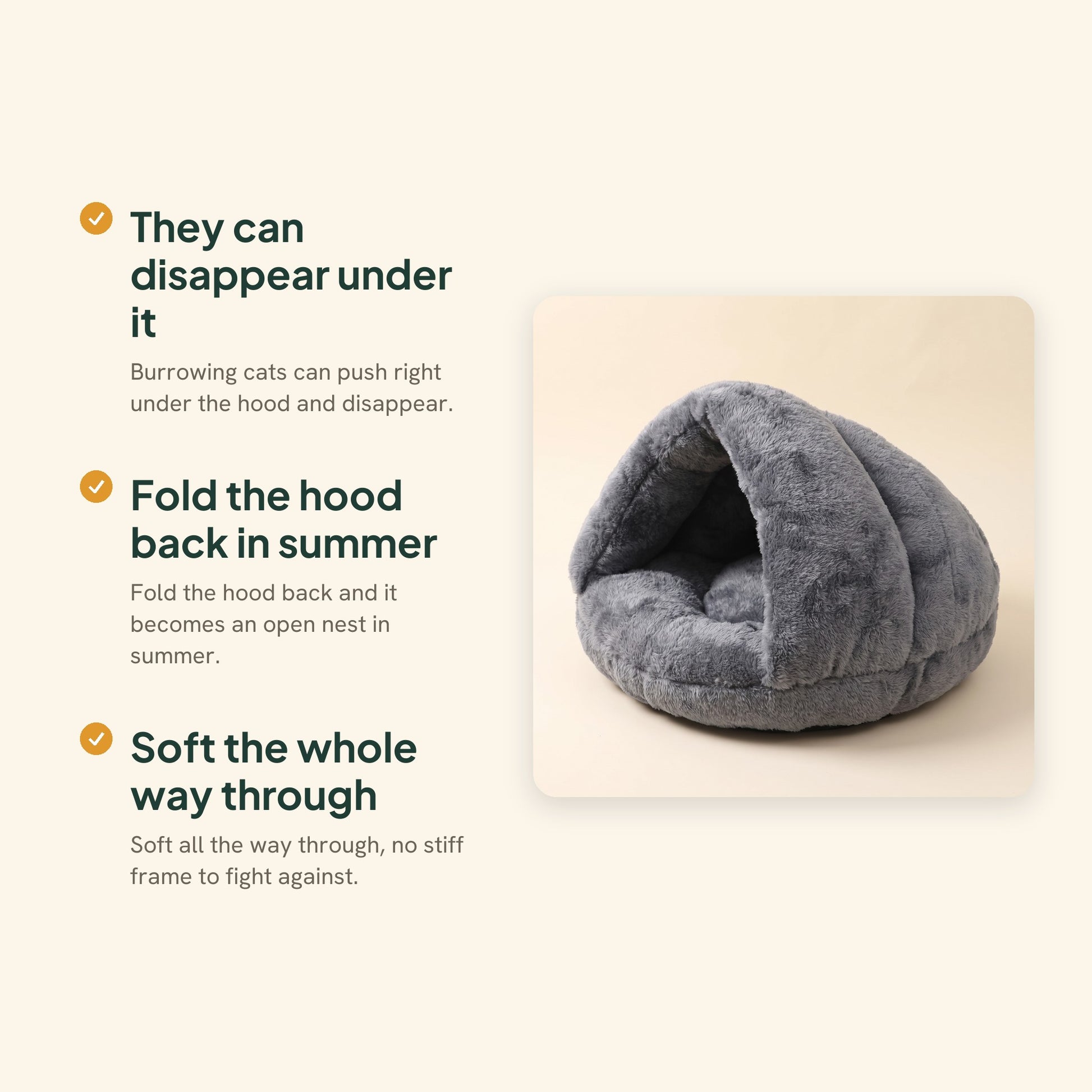Plush Burrow Cave Bed for Cats, key benefits