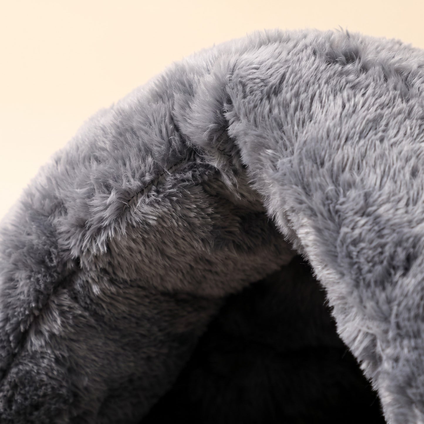 Plush Burrow Cave Bed for Cats, close-up detail