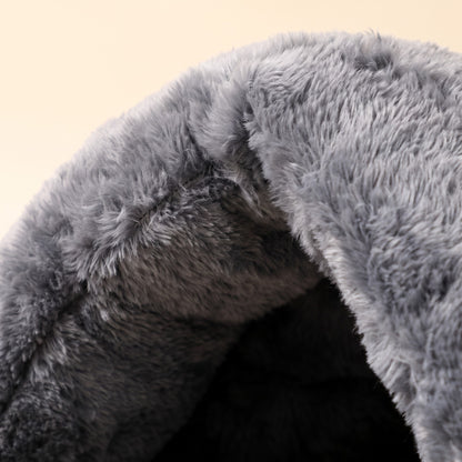 Plush Burrow Cave Bed for Cats, close-up detail