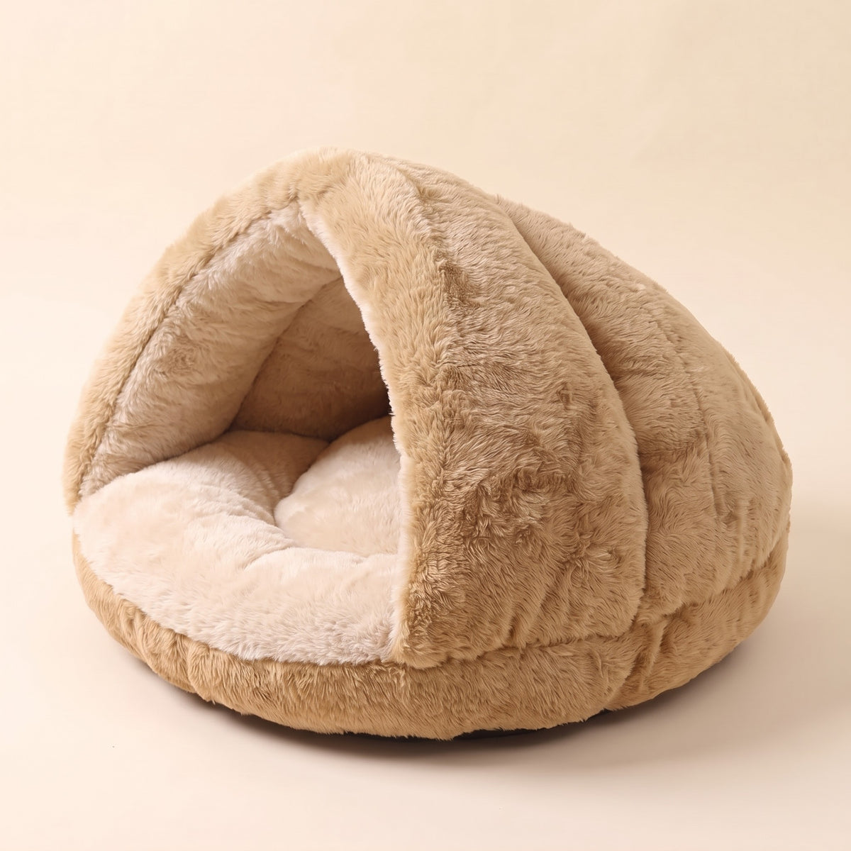 Plush Burrow Cat Bed, Khaki