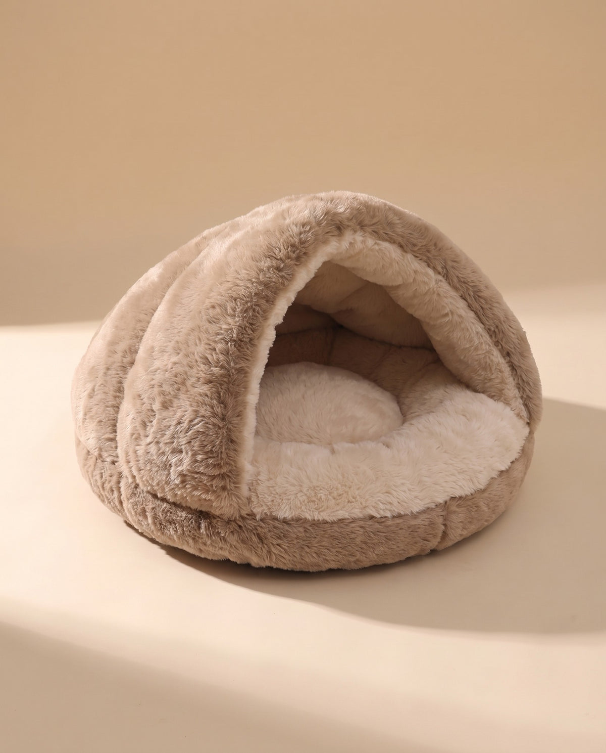 Plush Burrow Cat Bed, Khaki