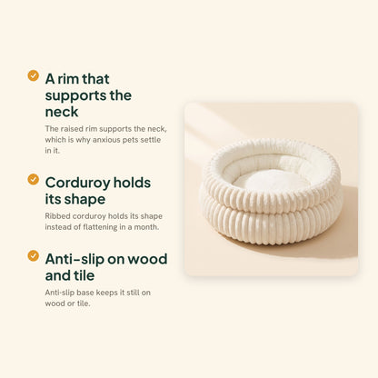 Corduroy Donut Cuddler Bed, key benefits