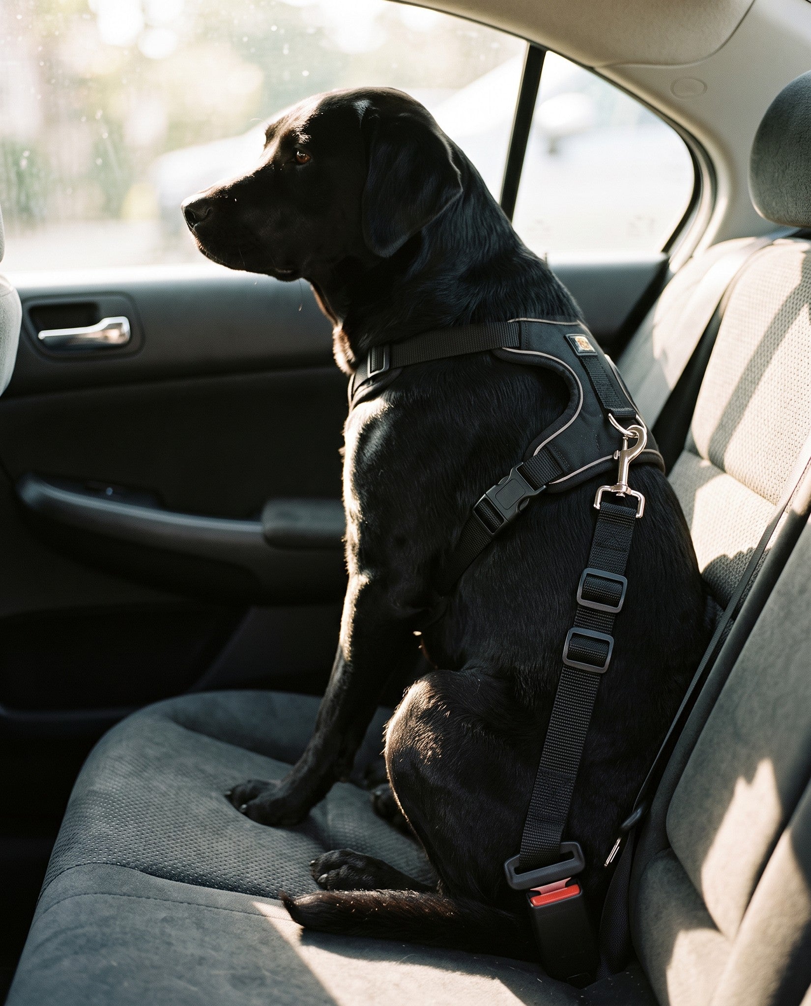 Adjustable Car Seat Belt Tether, in use at home