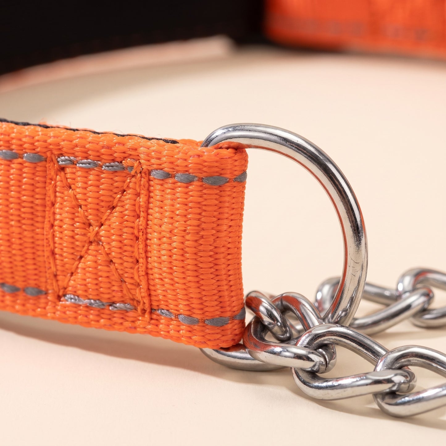 Chain Martingale Collar, Reflective, close-up detail