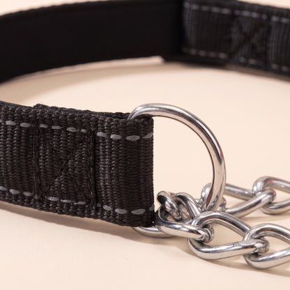 Chain Martingale Collar, Reflective, Black, close-up detail