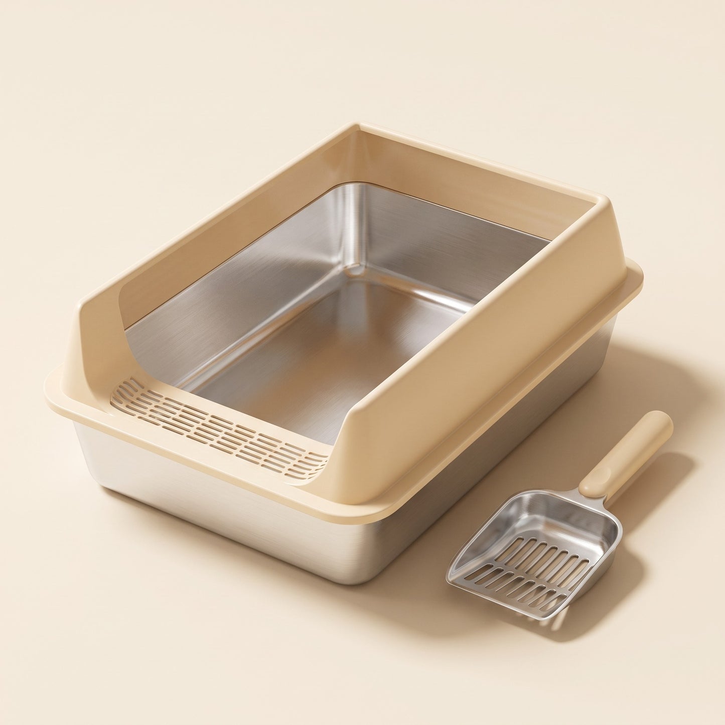 Stainless Steel Litter Box with Removable Rim