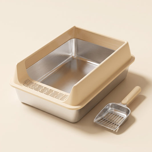 Stainless Steel Litter Box with Removable Rim