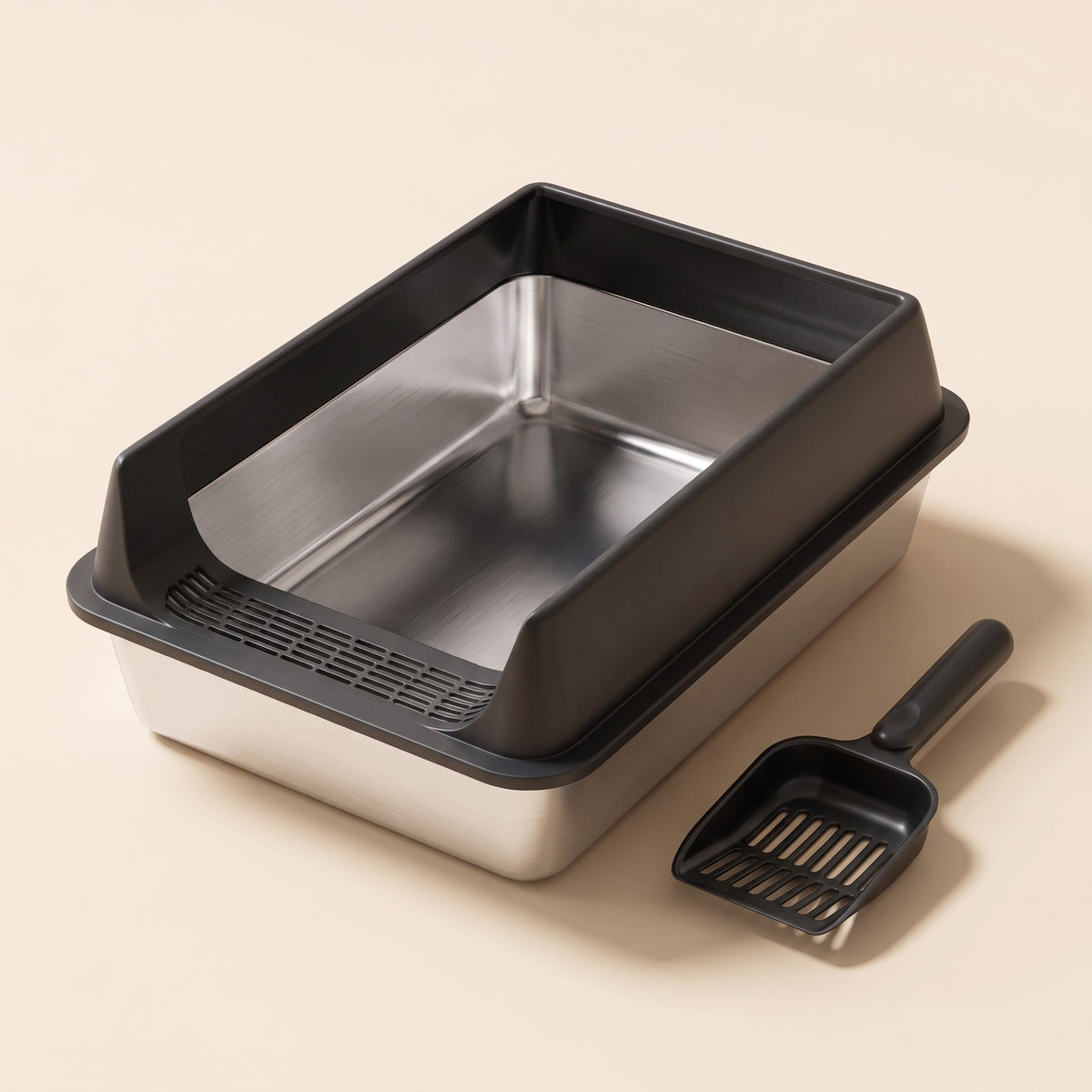 Stainless Steel Litter Box, Black
