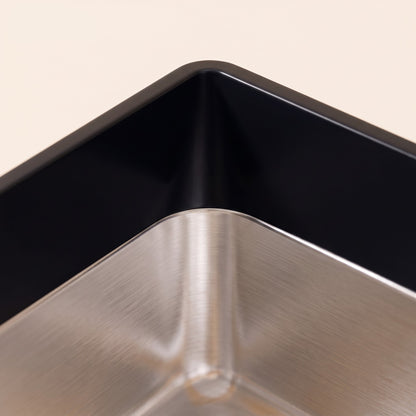 Stainless Steel Litter Box, Black, close-up detail