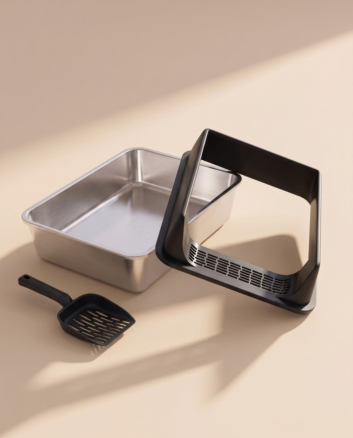 Stainless Steel Litter Box, Black