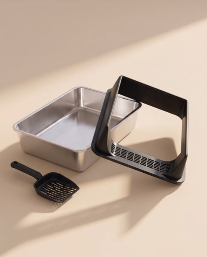 Stainless Steel Litter Box, Black