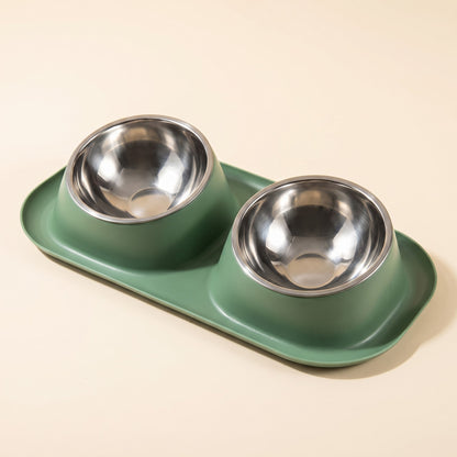 Double Stainless Steel Bowl Set