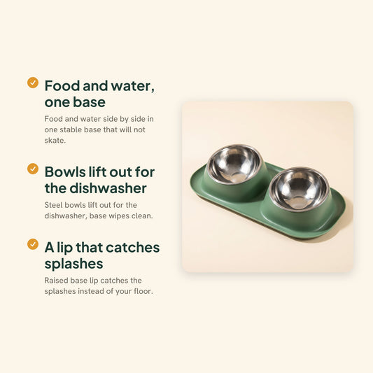 Double Stainless Steel Bowl Set, key benefits