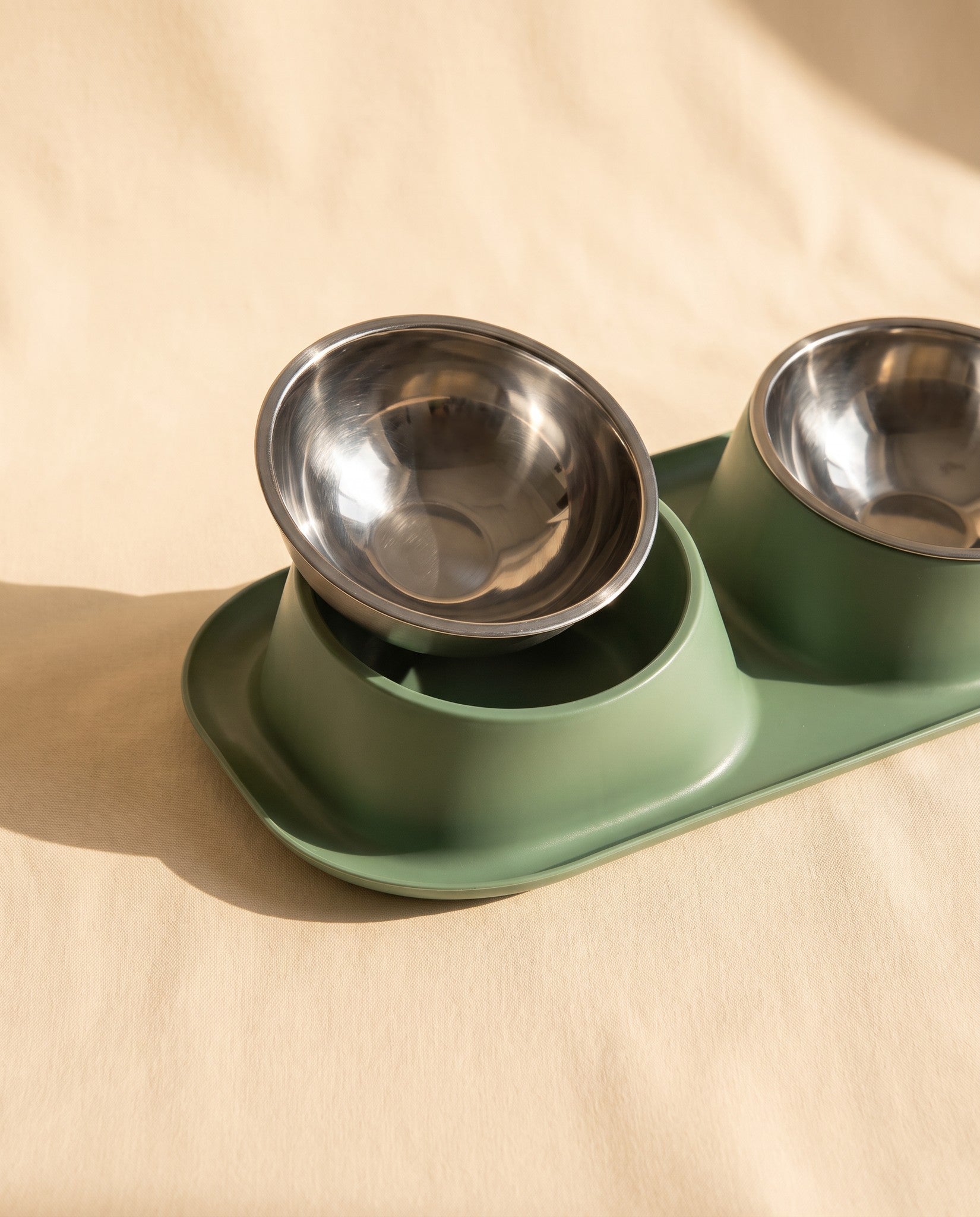 Double Stainless Steel Bowl Set, styled in a home setting