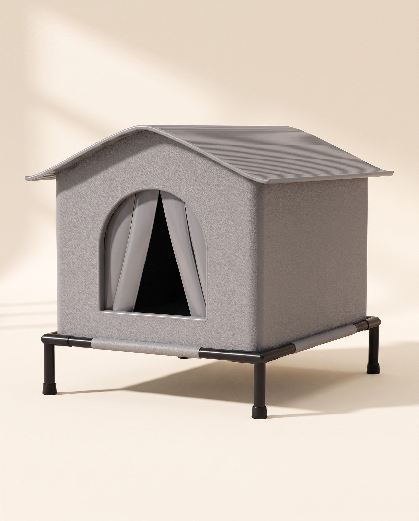 Elevated Outdoor Cat House, Weatherproof, styled in a home setting
