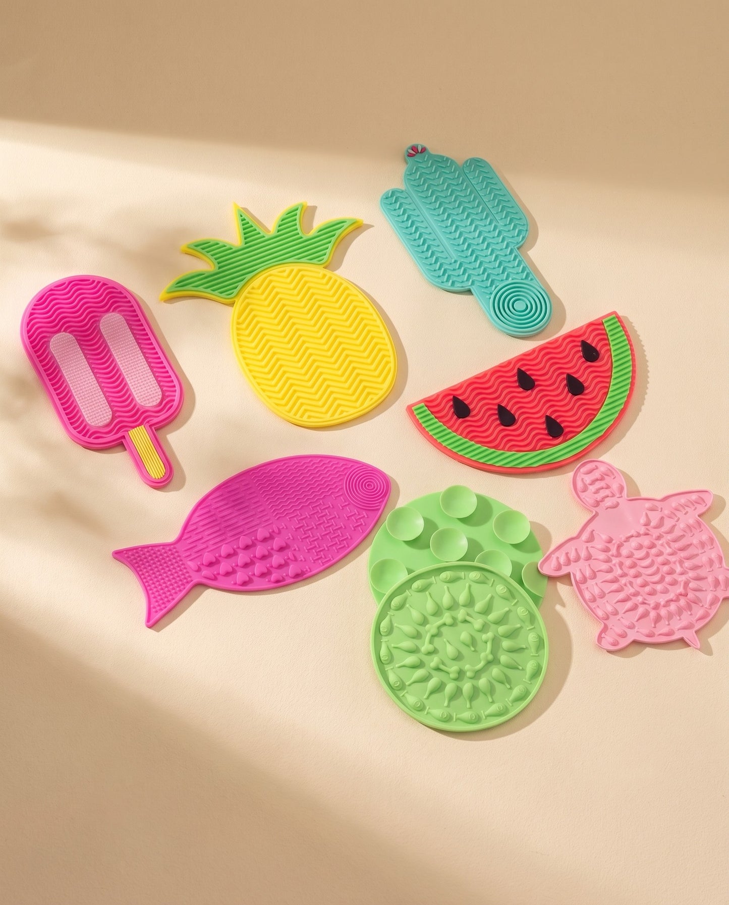 Mini Silicone Lick Mats, Novelty Shapes, styled in a home setting