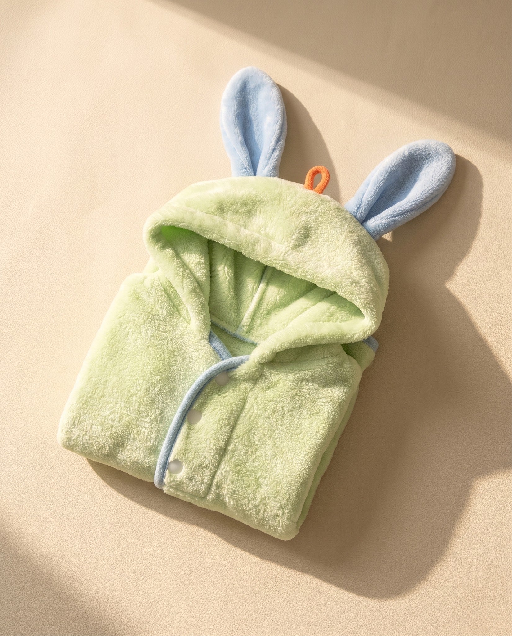 Hooded Fleece Dog Bathrobe, styled in a home setting