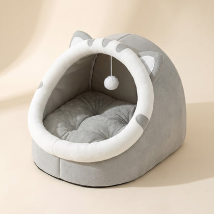 Cat-Face Hooded Cave Bed