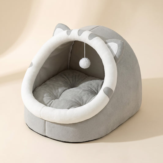 Cat-Face Hooded Cave Bed