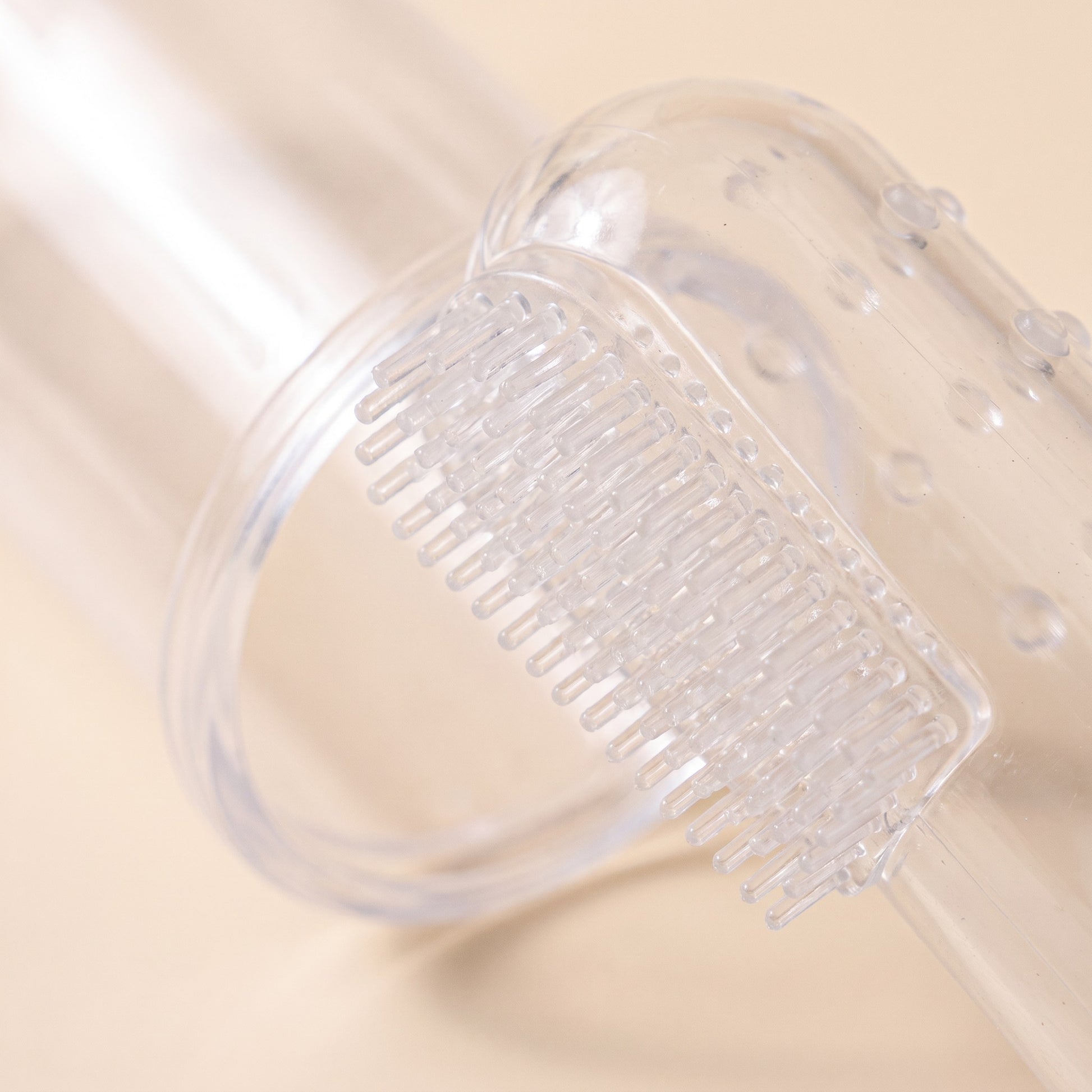Clear Silicone Finger Toothbrush, close-up detail