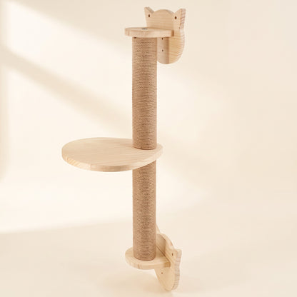 Wall-Mounted Cat Climbing Shelves and Hammock, Sisal Climbing Pole, 77.5cm