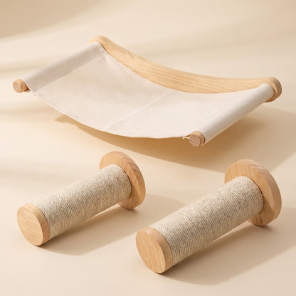 Wall-Mounted Cat Climbing Shelves and Hammock, Hammock and Rollers, 3 Pieces