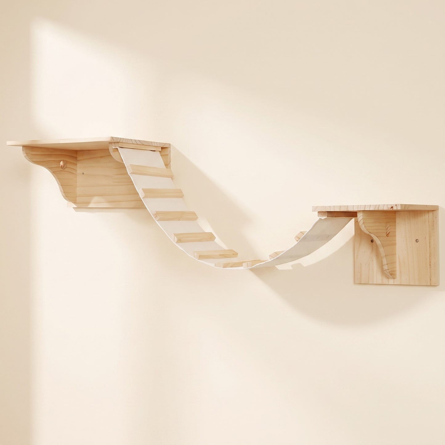 Wall-Mounted Cat Climbing Shelves and Hammock, Shelves with Hanging Bridge