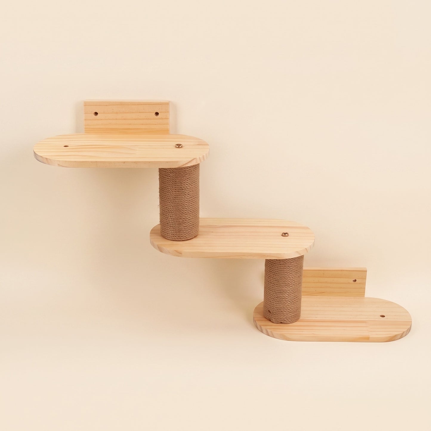 Wall-Mounted Cat Climbing Shelves and Hammock, Three-Tier Steps with Sisal Posts