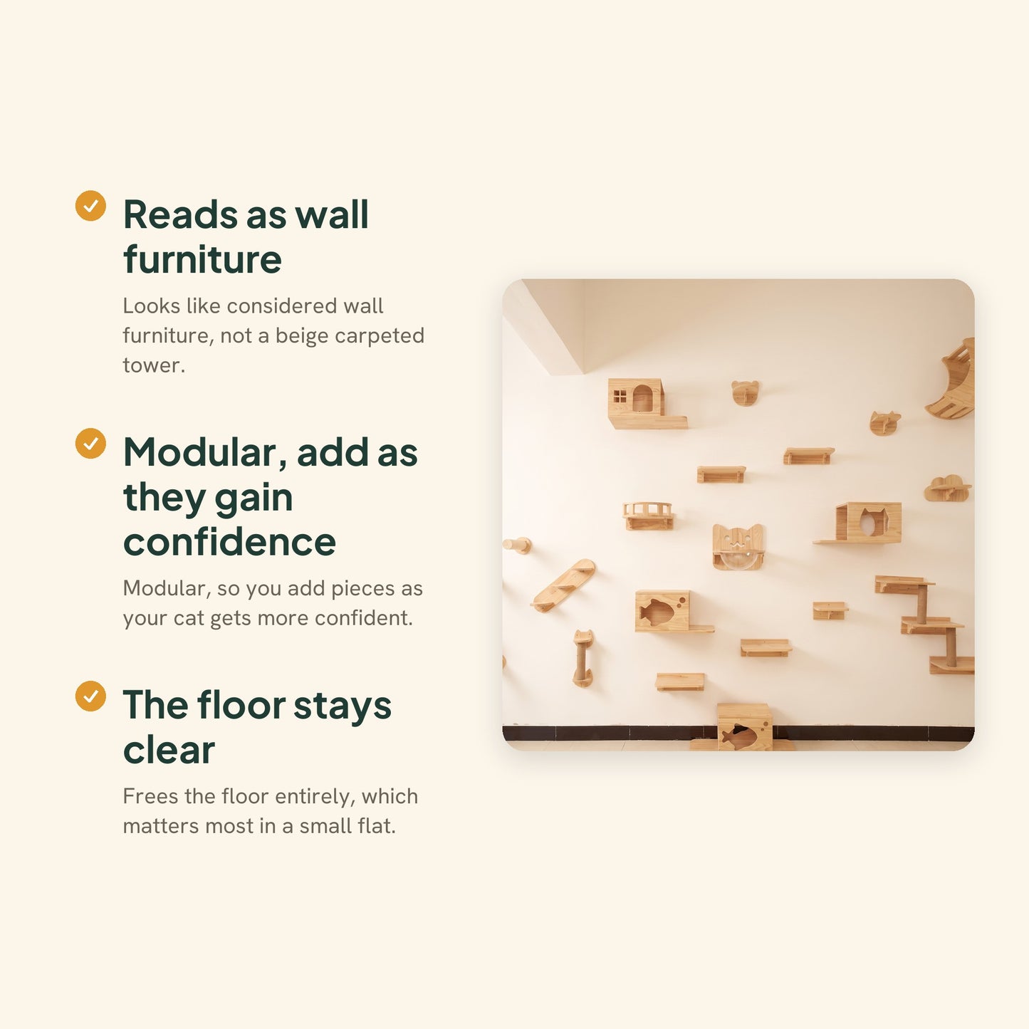 Modern Floating Cat Wall Shelves, key benefits