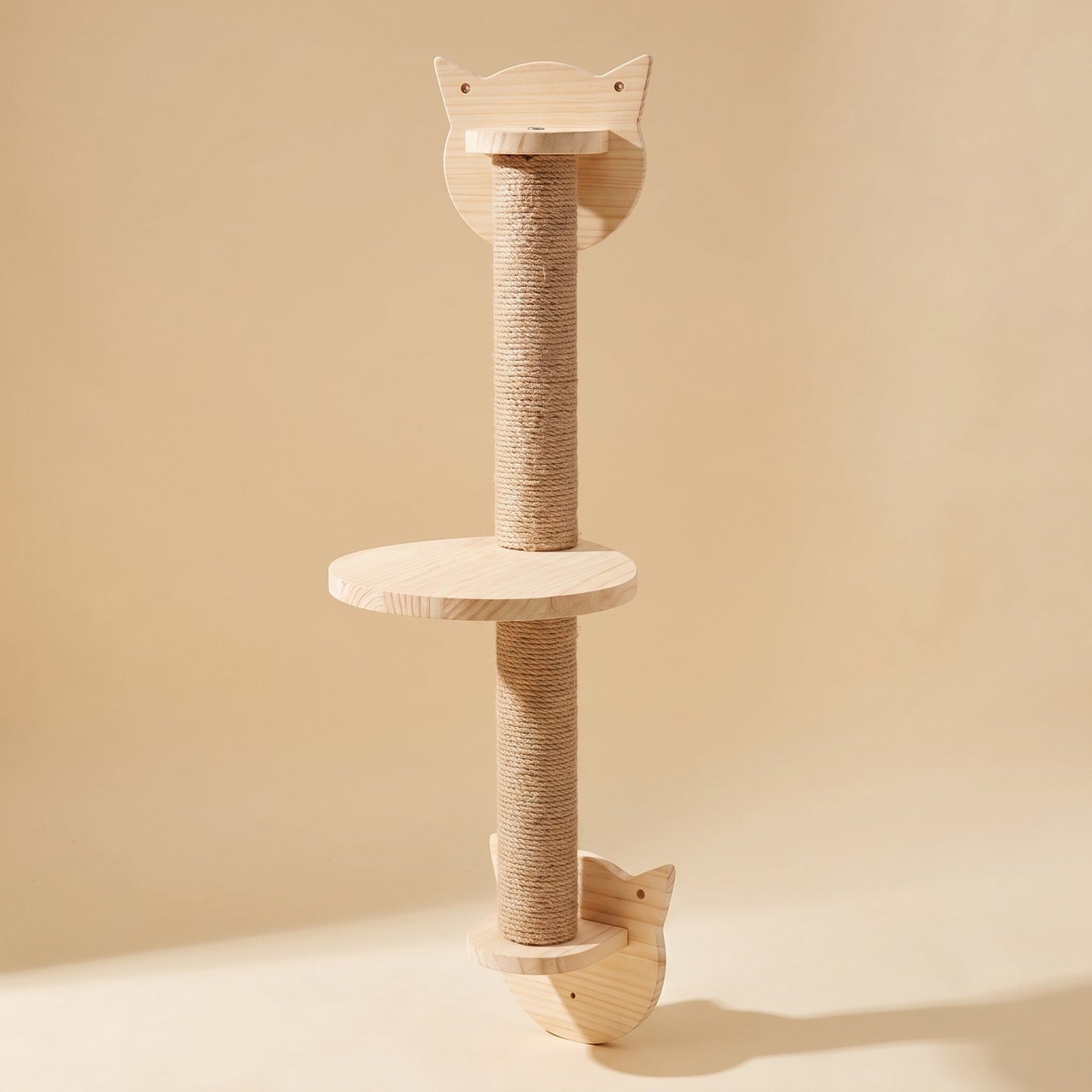 Modern Floating Cat Wall Shelves, Sisal Climbing Pole, 77cm