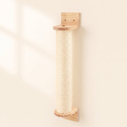 Modern Floating Cat Wall Shelves, Sisal Pillar, 50cm