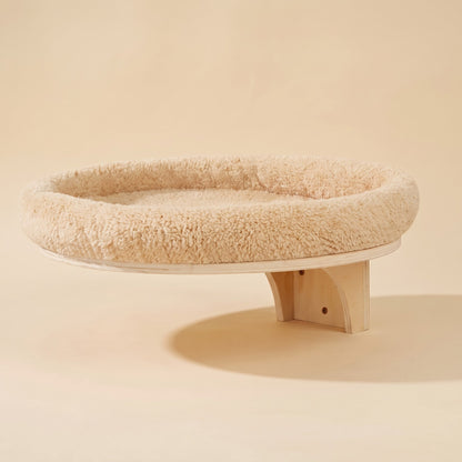 Modern Floating Cat Wall Shelves, Plush Round Bed