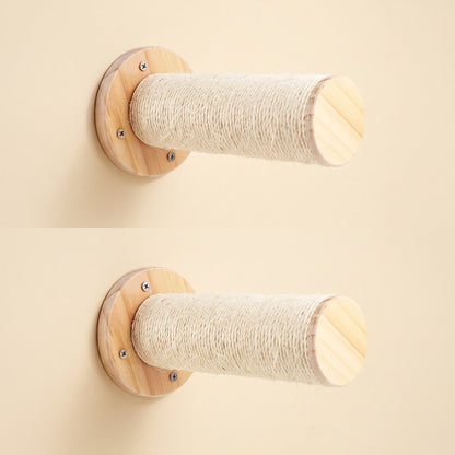 Modern Floating Cat Wall Shelves, Sisal Rollers, 2 Pack